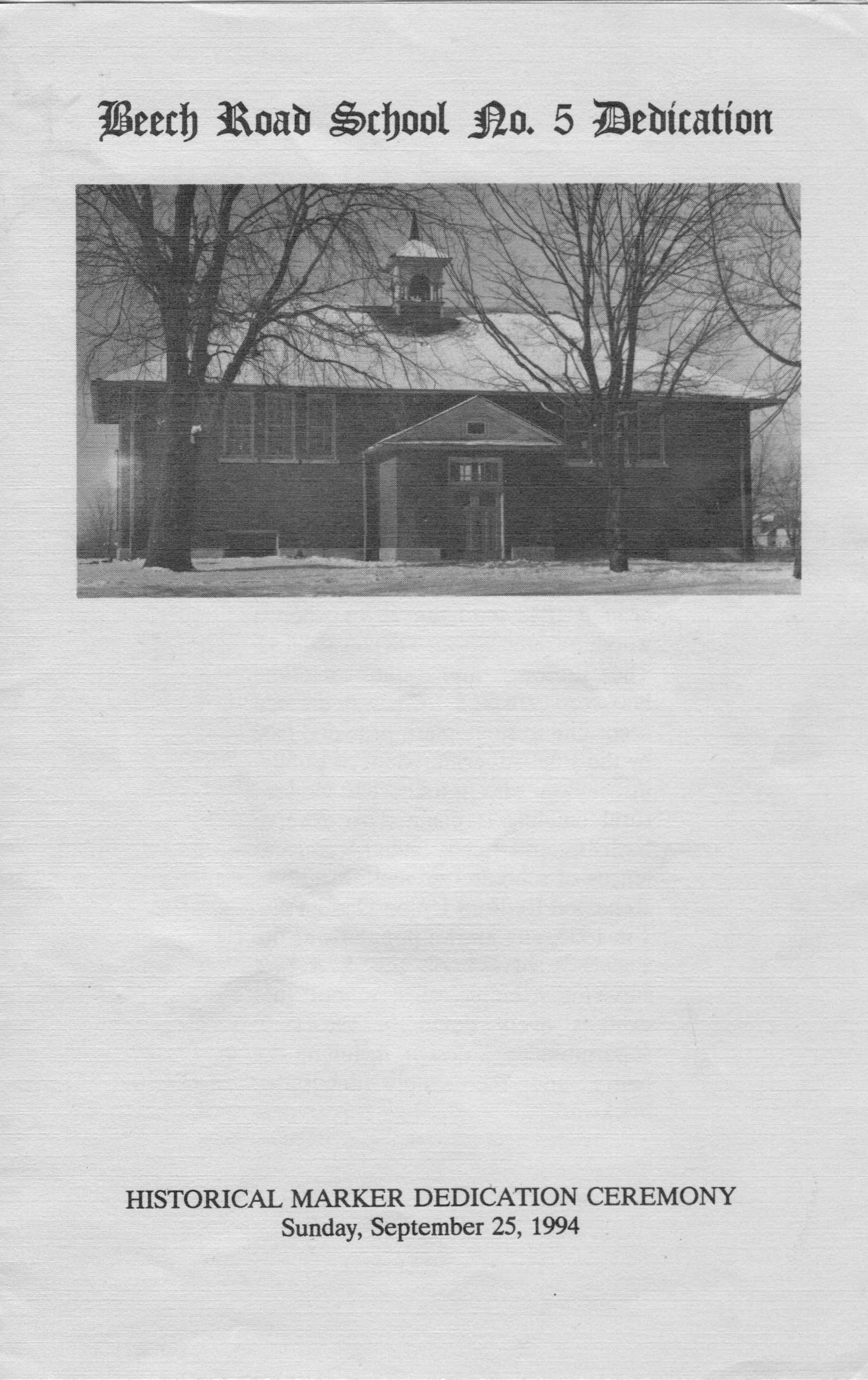 Beech Road School Dedication